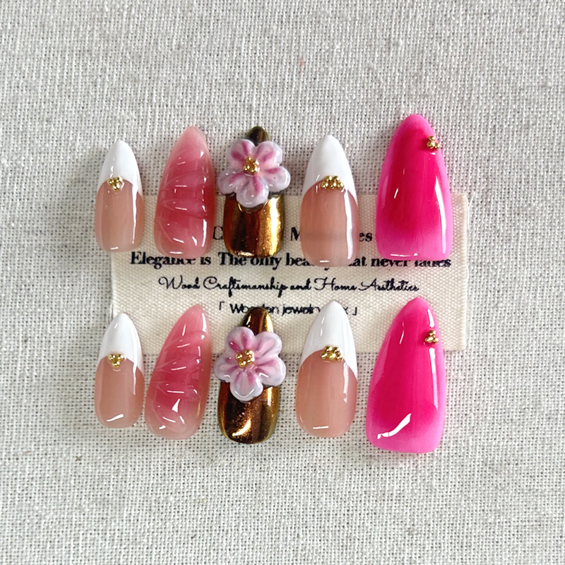 10pcs handmade Press On Nails almond nail 3D manicure