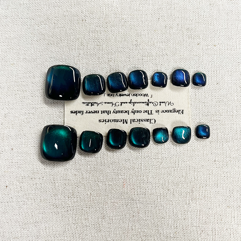 Flash Diamond Blue Foot Nail Patch Finished Handmade Press on Nails Premium 2025 New Toenail Nail Patch