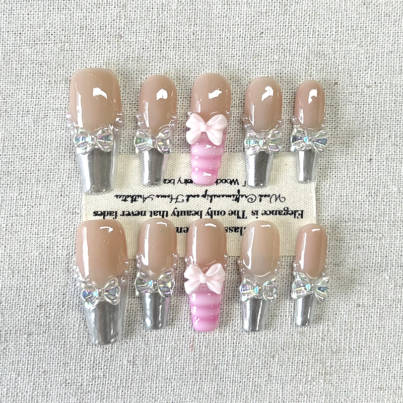 10pcs French Bow Nail Press On Nails