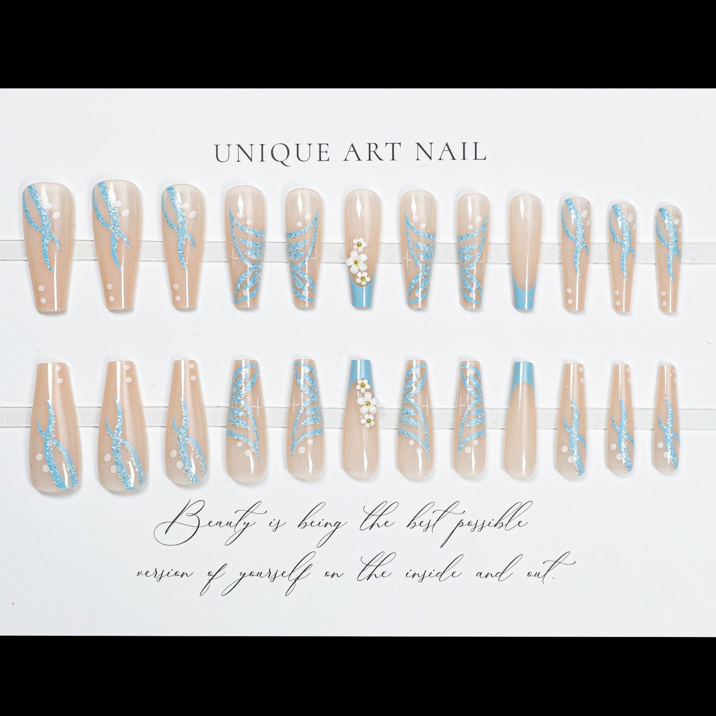 24Pcs Pink Design False Nails Long Ballet Press on Nails