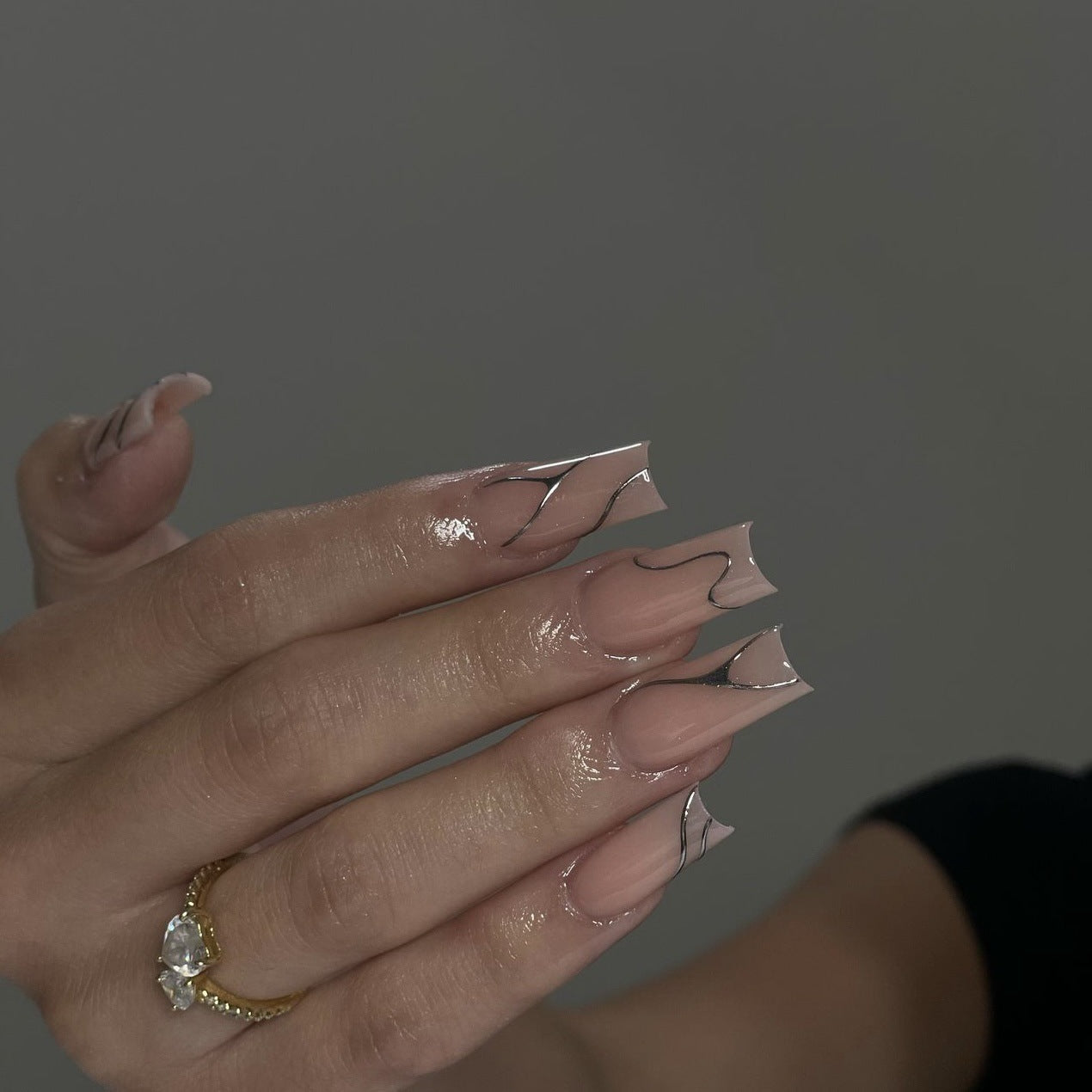 24pcs Line Spicy Girl Cool Style Press On Nails
