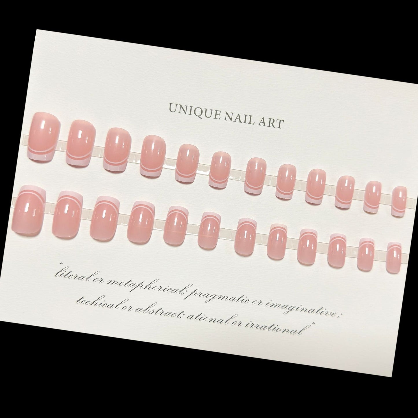 24Pcs high-end Press On Nails white French minimalist premium Kendou same style European and American square short armor