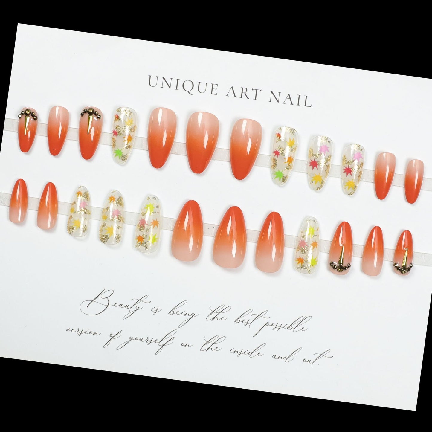 24Pcs Flora Almond Press on Nails with Glue Mori Girl Nail A