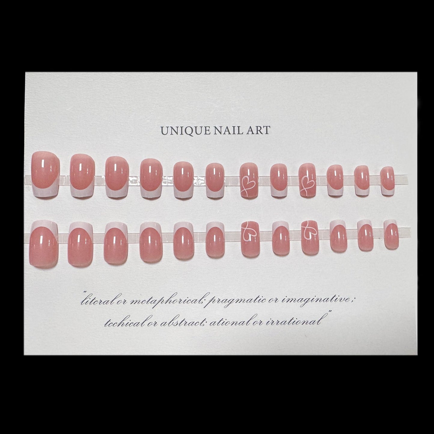 24Pcs Pink Long Square False Nails Ballet Glittring Nail wi