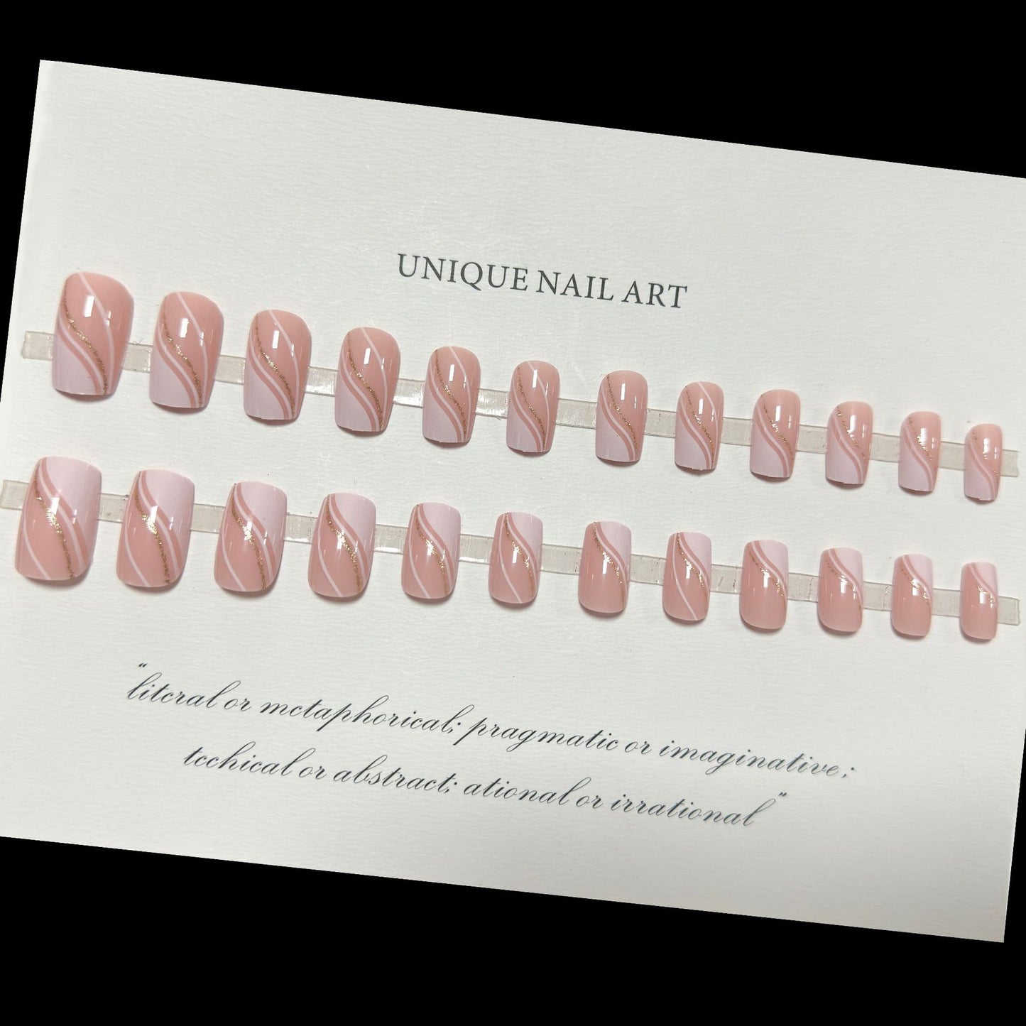24Pcs Simple French Nails Art Tips Fake Nails 3D Design Wear Press-On Nails