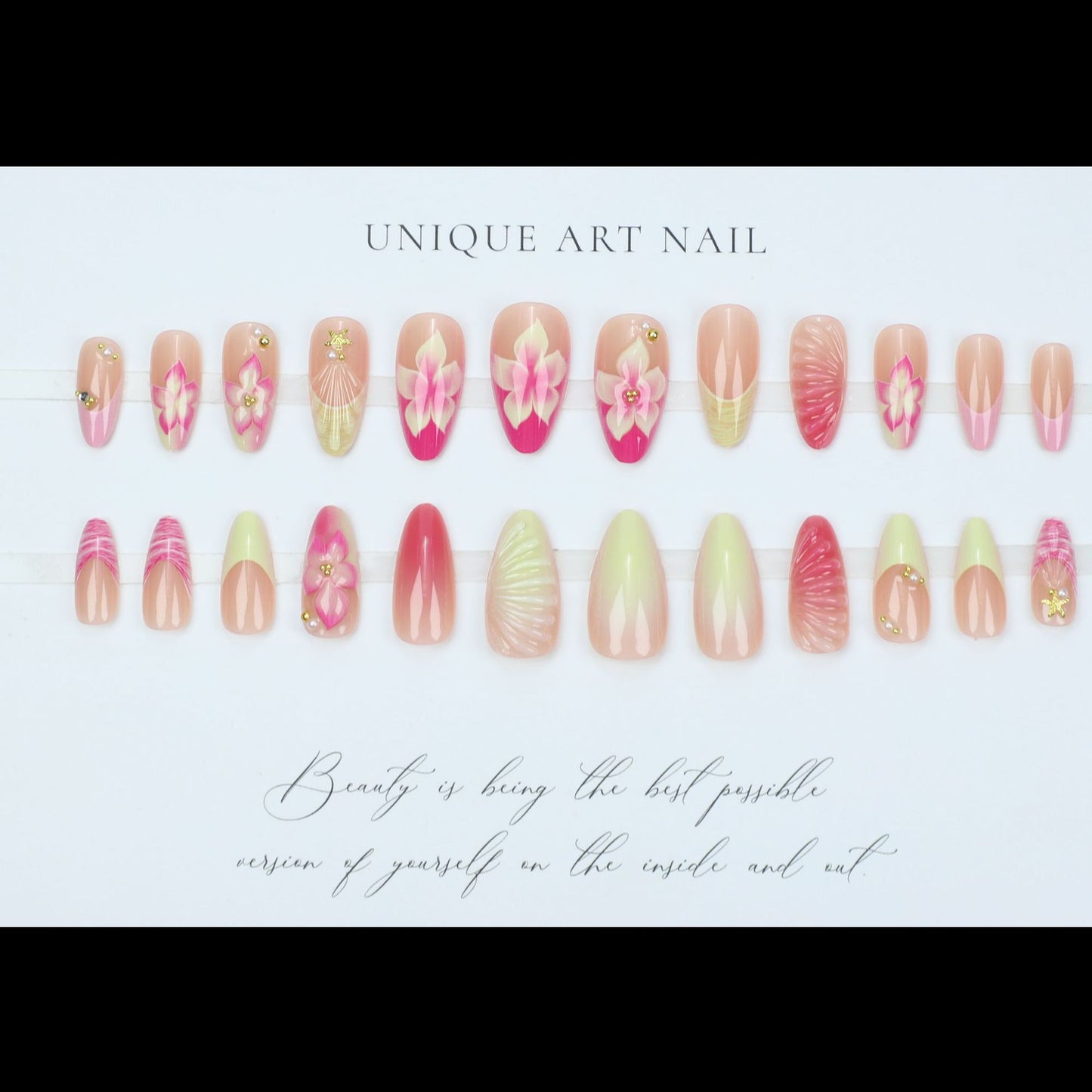 3D starfish gorgeous pearl flower shell pattern sweet girl European and American ins style nail art Press On Nails 24 pieces