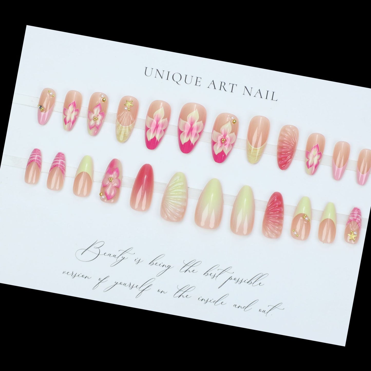 3D starfish gorgeous pearl flower shell pattern sweet girl European and American ins style nail art Press On Nails 24 pieces