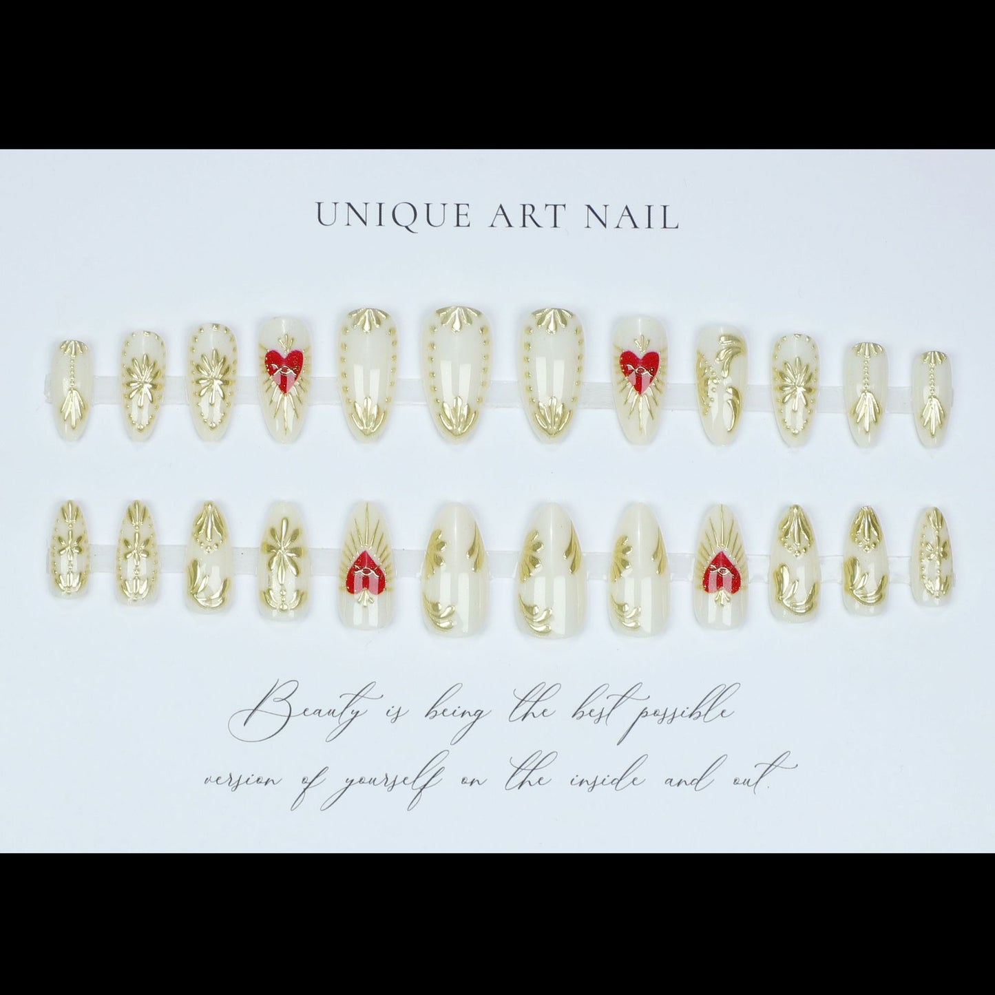 24Pcs Simple French Nails Art Tips Fake Nails 3D Design Wear
