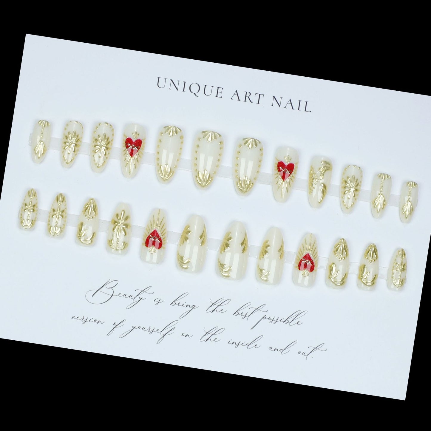 24Pcs Simple French Nails Art Tips Fake Nails 3D Design Wear