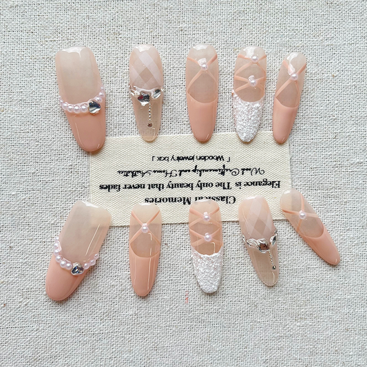 Bling Coffin Press on Nails Fake Nails Tips Full Cover Medium False Gradient Nails for Women and Girls 10PCS