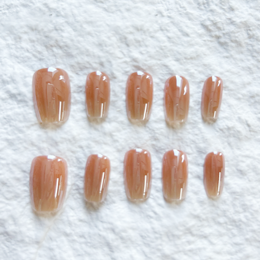 Handmade Press On Nails French Naked Pink Pure Desire Simple and Premium Gentle Whitening Nail Art Set of 10 pieces