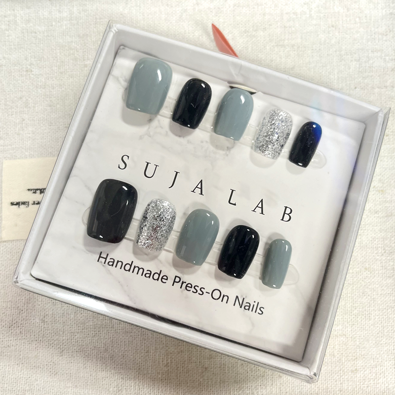 Press-on fake nails - Acrylic solid-color nails, suitable for ladies and girls, 10 pieces