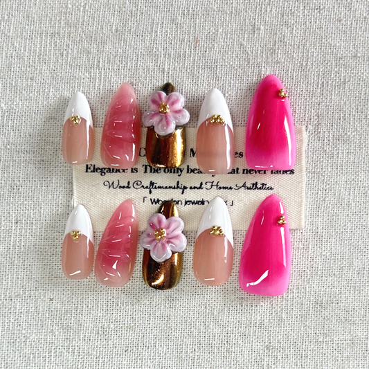 10pcs handmade Press On Nails almond nail 3D manicure