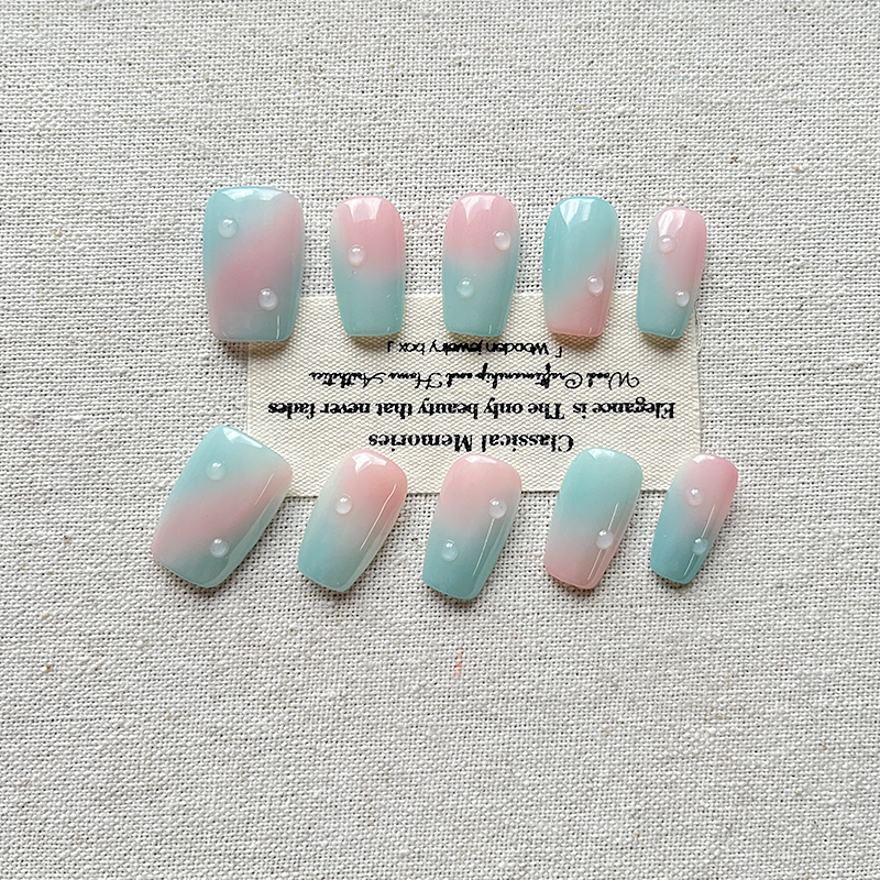 Advanced Aurora Cat Eye Press on Nails Dopamine Cute Solid Color Nail Slices Short Version, 10 Piece Nail Slices Finished Product