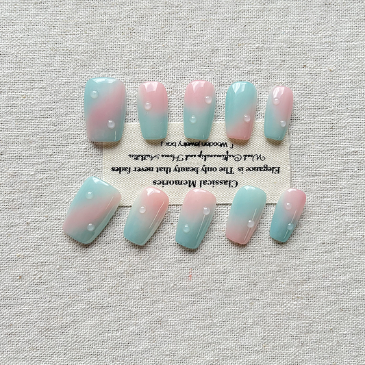 Advanced Aurora Cat Eye Press on Nails Dopamine Cute Solid Color Nail Slices Short Version, 10 Piece Nail Slices Finished Product