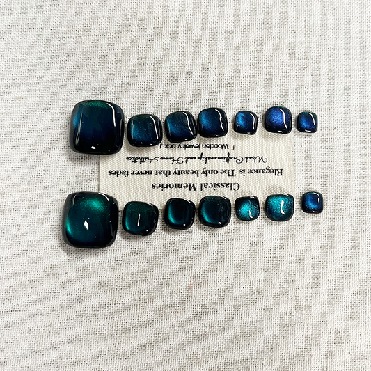 Flash Diamond Blue Foot Nail Patch Finished Handmade Press on Nails Premium 2025 New Toenail Nail Patch