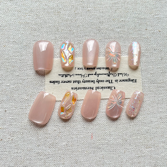 Sweet Candy Cake Handmade Nail Press on Nails Dopamine Bow, Summer Nail Whitening, Advanced Detachable
