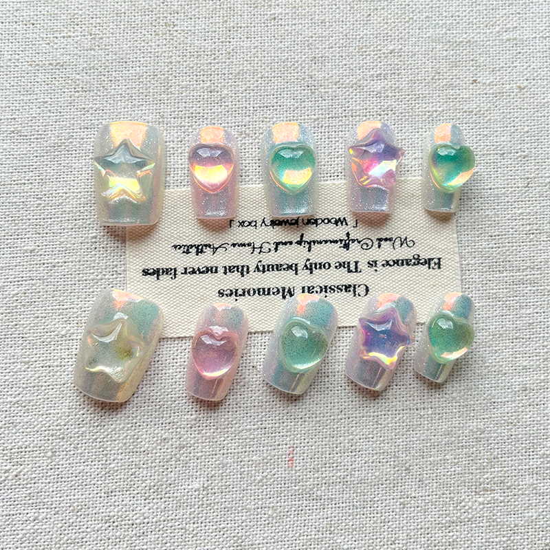 Pure handmade nail art Press on nails, high-end feel, summer dopamine candy, sweet and cute girl nail patch finished product
