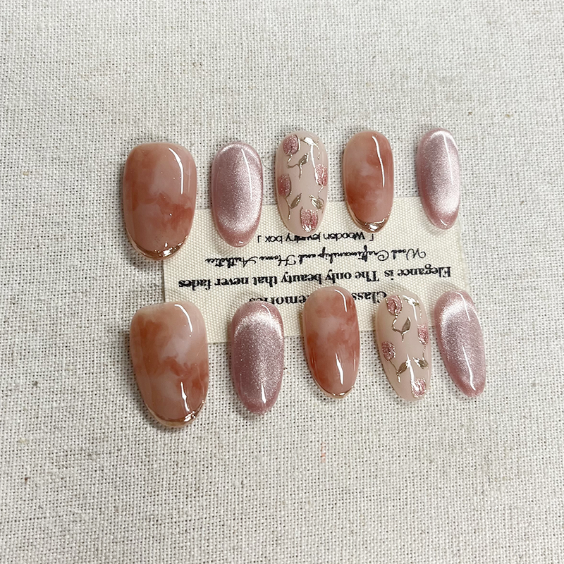 Pink Lady French Light Luxury Premium Handmade Press on nails 2025 New Exquisite Medium length Nail Slices