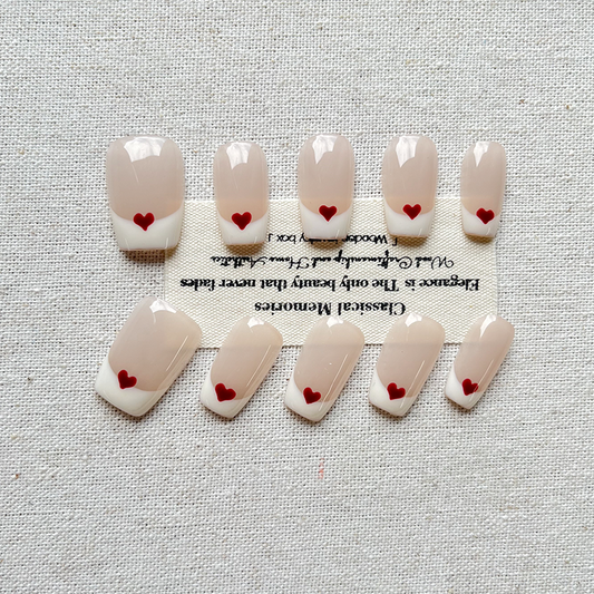 Red Little Love Cat Eye Nail Art Handmade Pure Handmade Press on nails 2025 New High end Short Style Whitening