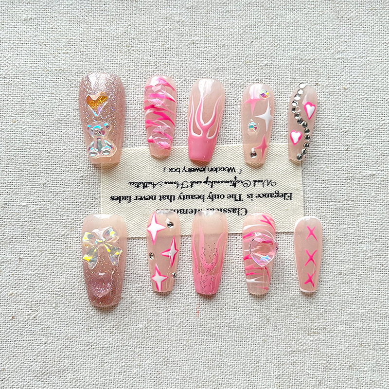 Y2k Hot Girl Handmade Press on Nails Premium Hand drawn Graffiti Whitening Dopamine Nail Art