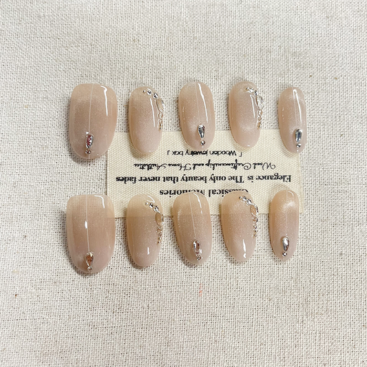 Agile Star River Pure Handmade Press on nails Naked Color Pure Desire Ice Penetrating Crushed Diamond Advanced Fresh Whitening