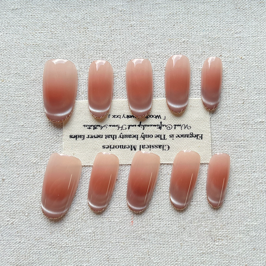 Track Flowing Firefly Ice Transparent Bare Color Huan Huan Armor Manual Press on nails Pure powder blusher French Cat's Eye Nail Patch
