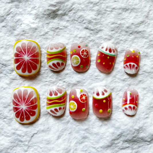 Nail Press On Nails New Blue Orange Lemon Handmade Nail Cat Eye Removable Nail Patch Nail Patch Set of 10 pieces