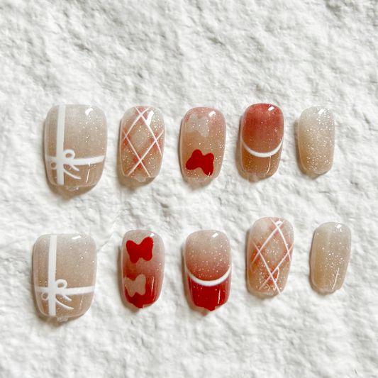 Light luxury and high-end feeling Press On Nails new product, pure handmade fake nail patches, cat eye nail art products, 10 pieces set