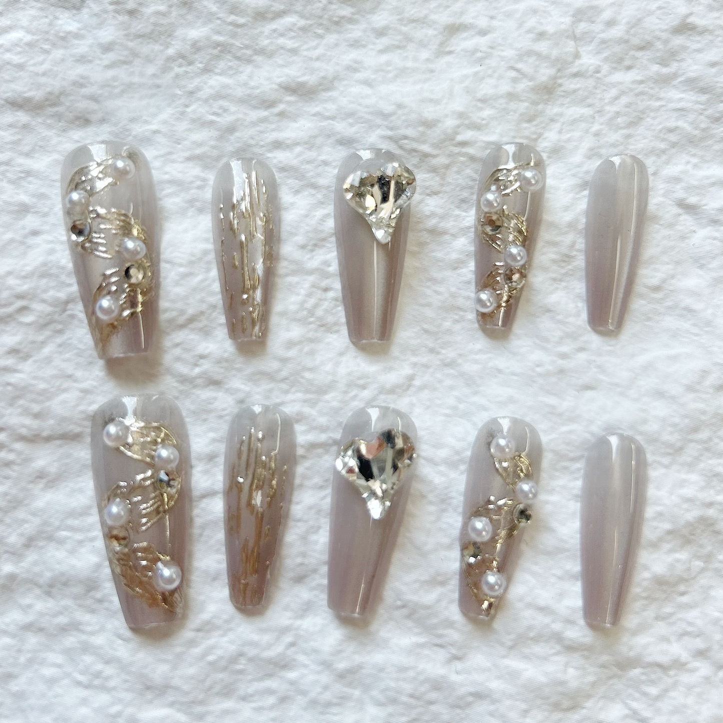 Pile drill explosion flash nail art, high-end light luxury Press On Nails long 10 piece set