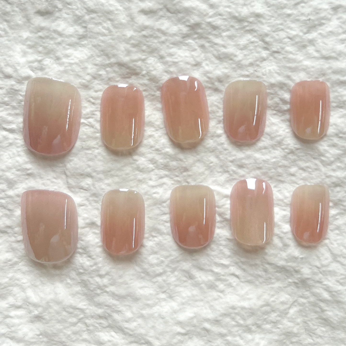 Pure Desire Style Handmade Press On Nails Powder Translucent Dyeing White Premium Feel Detachable New Naked Nail Art 10 Piece Set