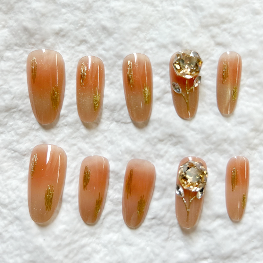 Medium to long handmade Press On Nails new high-end nail patch wearable sparkling diamond light luxury nail patch 10 pieces set