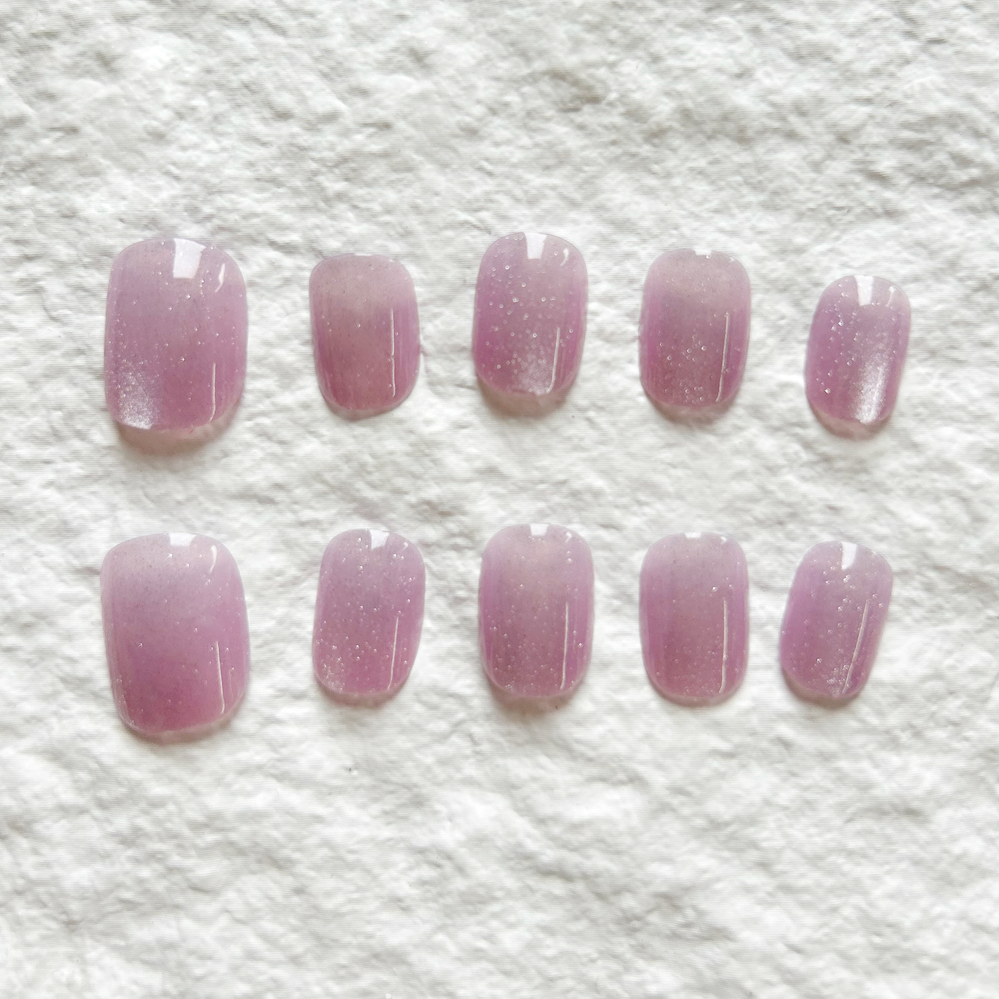 Ice Sand Cat Eye Press On Nails Crystal Explosion Flash Shows White Premium Short Handmade Product 10 Pieces Set