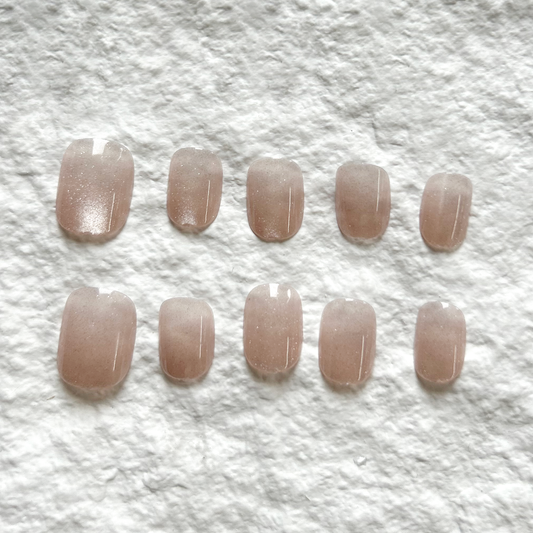 Press On Nails Advanced Gentle Shining Pink Chasing Cat Eye Pure Desire Style Nail Stickers 10 pieces set