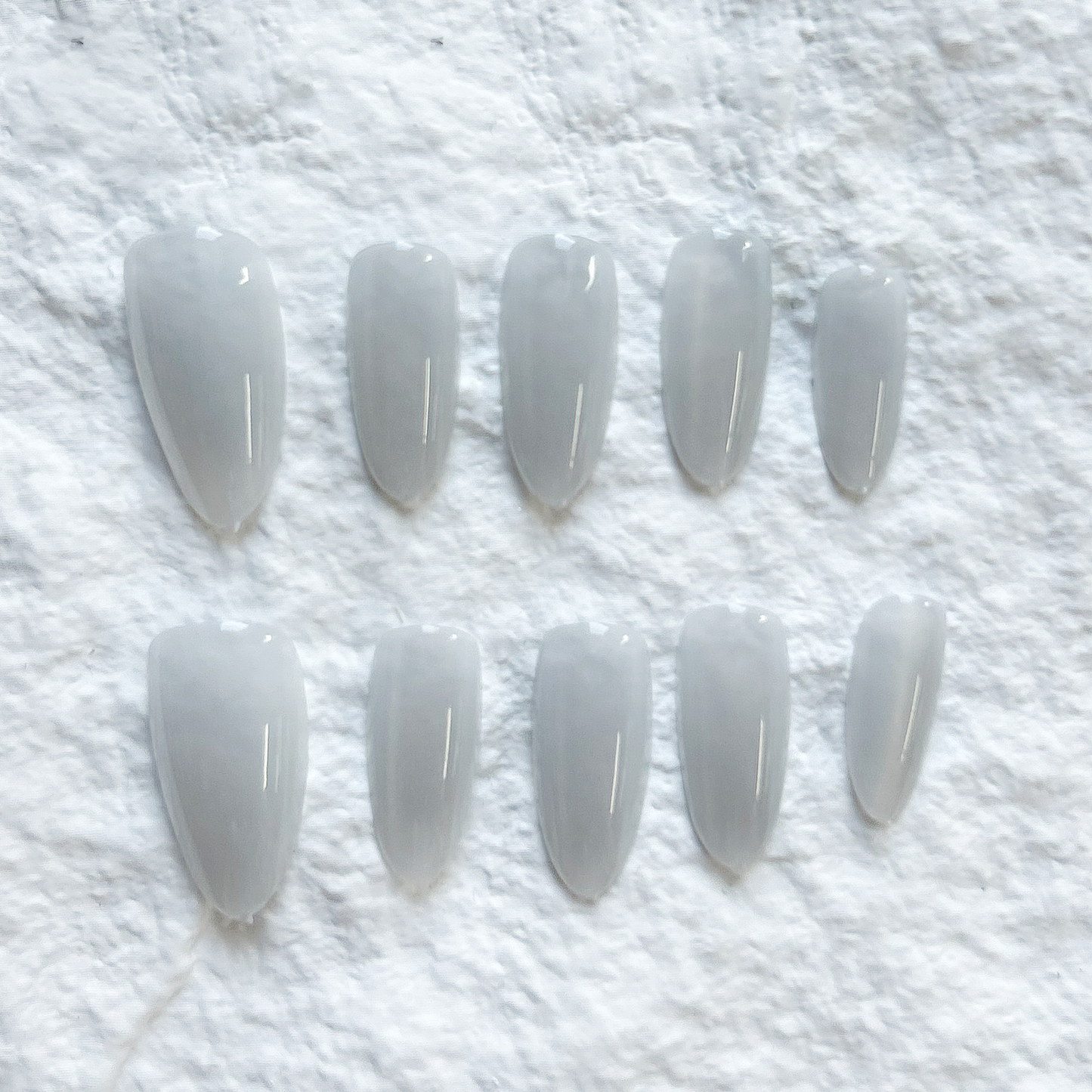 Nail Patch Finished Nail Medium Long Solid Color White Press On Nails Simple 10 Piece Set