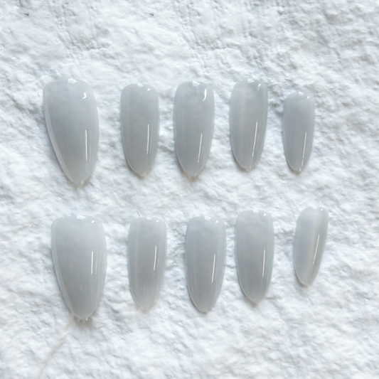 Nail Patch Finished Nail Medium Long Solid Color White Press On Nails Simple 10 Piece Set