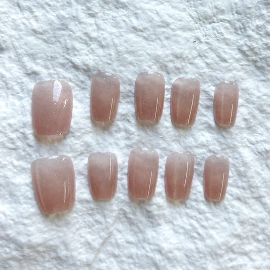 Handmade Press On Nails French Naked Pink Pure Desire Simple and Premium Gentle Whitening Nail Art Set of 10 pieces