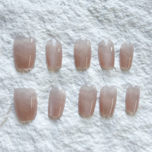 Handmade Press On Nails Naked Color Pure Desire Simple Premium Gentle Whitening Nail Art Set of 10 pieces