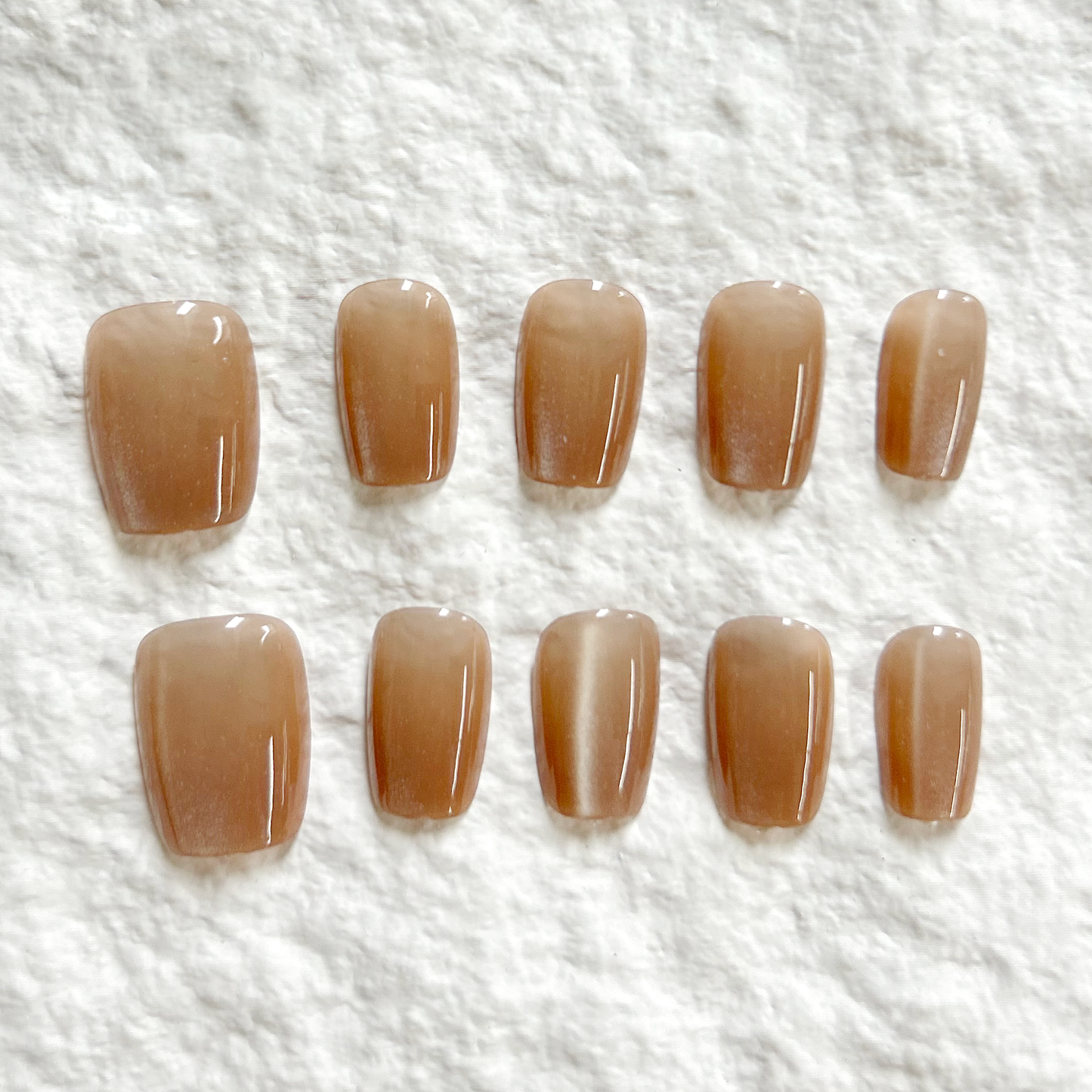 Ice transparent caramel color simple daily solid color short style pure handmade Press On Nails nail patch 10 pieces set
