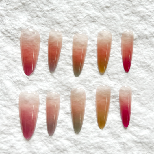 New Press On Nails Long Gradient Removable Nail Patch 10 Piece Set