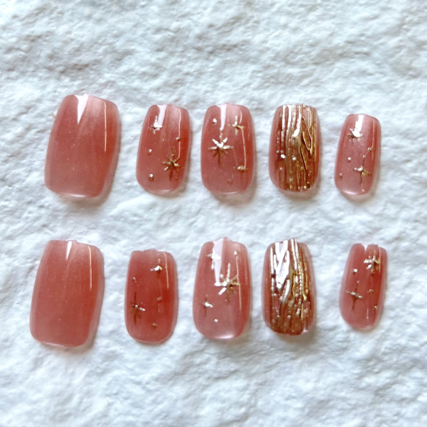 Gilded Rose Short Press On Nails Cat Eye Magic Mirror Powder Nail Art Daily Wear Detachable 10 Pieces
