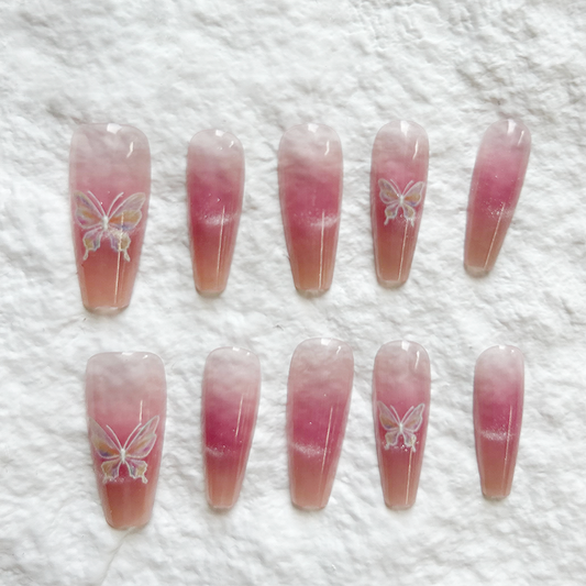 Dreamy Butterfly New Nail Laser Relief Colorful Hollow Nail Decorations 10 pieces