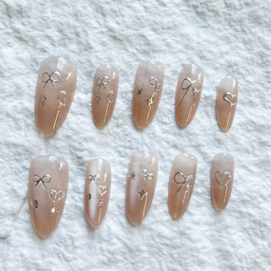 Cat Eye Press On Nails Short Version New Gradient Naked Color Whitening Nail Art Finished Product Detachable Nail Peel 10 Pieces