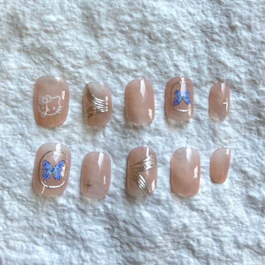Handmade Press On Nails Premium Short French Whitening Nail Art 10 Pieces