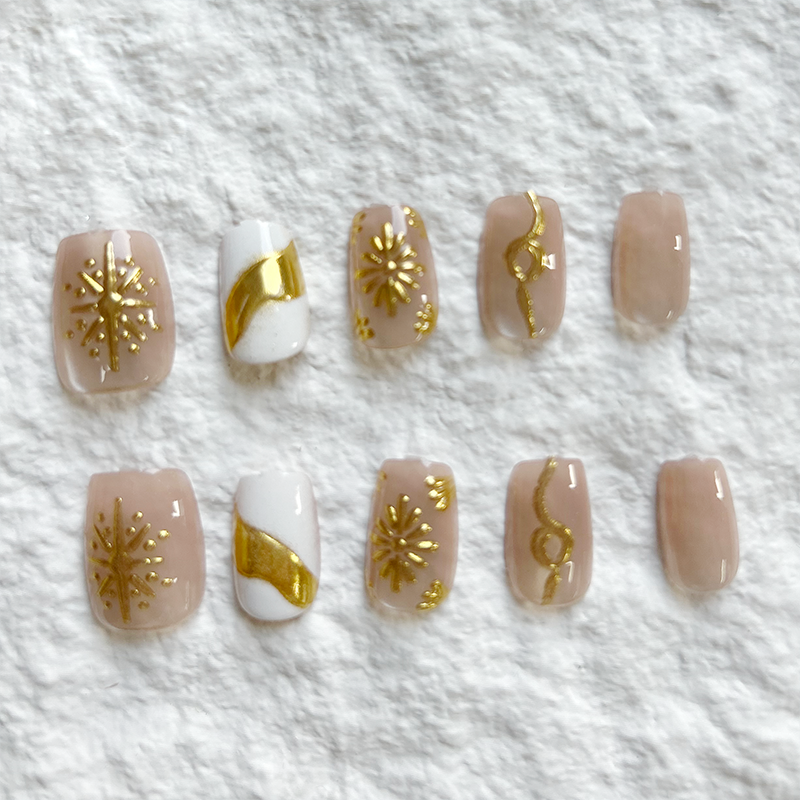 3D Gilded Nail Art New Sun Goddess Cat Eye Press On Nails Premium Fake Nail Finished 10 Pieces