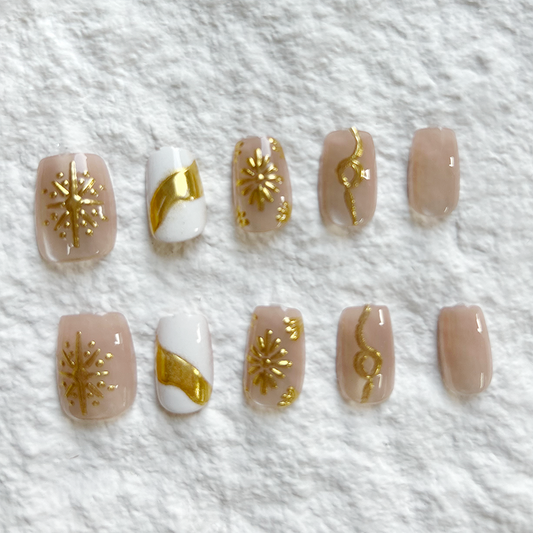3D Gilded Nail Art New Sun Goddess Cat Eye Press On Nails Premium Fake Nail Finished 10 Pieces