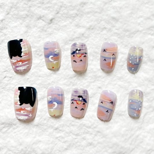 10pcs Monet Garden Oil Painting Small Flowers Gilded Cartoon Wearing Armor 3D Nail Patch