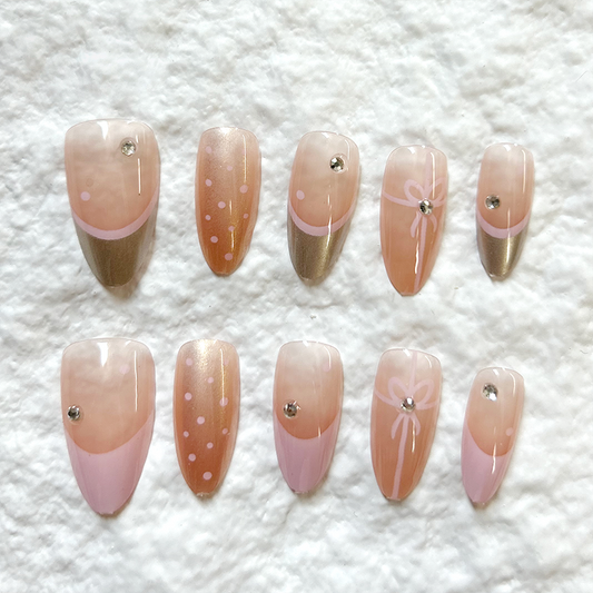 10pcs stacked night black gold French diamond grid cat eye temperament high-end handmade nail art Press On Nails minimalist new style light luxury