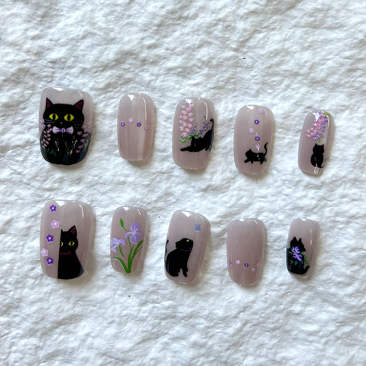 10pcs Press On Nails premium handmade cat eye nail patches, fake nails, ins style nail art pieces