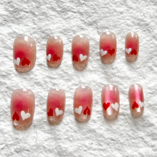 10pcs Nail Press On Nails Premium Short Style Fake Nail Stickers, Nail Slices, Handmade Nail Cat Eye Nail Stickers